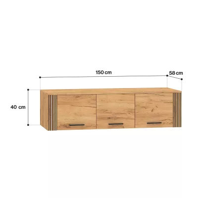 MING háromajtós gardróbbővítő elem - artisan tölgy, arany / fekete