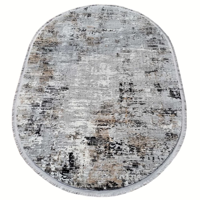 Ovális darab szőnyeg 80x150 cm STEFANO - szürke / fekete