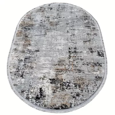 Ovális darab szőnyeg 80x150 cm STEFANO - szürke / fekete