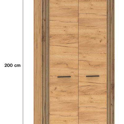 Kétajtós szekrény 92 cm MING - artisan tölgyfa arany / fekete