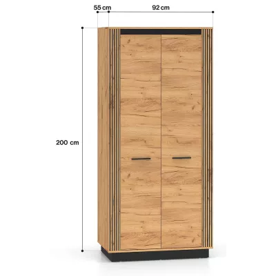 Kétajtós szekrény 92 cm MING - artisan tölgyfa arany / fekete
