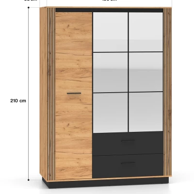 Háromajtós szekrény 150 cm MING - artisan tölgyfa arany / fekete
