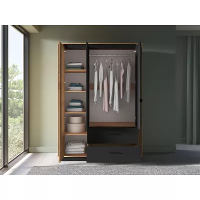 Háromajtós szekrény 150 cm MING - artisan tölgyfa arany / fekete