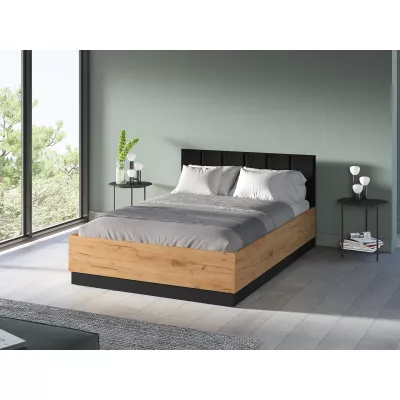 Franciaágy 140x200 MING tárolóhellyel - arany artisan tölgy / fekete