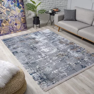 Téglalap alakú szőnyegdarab 180x260 cm STEFANO - szürke / kék / fehér