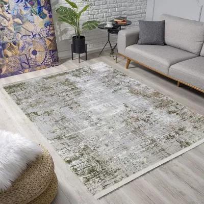Téglalap alakú szőnyegdarab 160x220 cm STEFANO - zöld / krémszínű