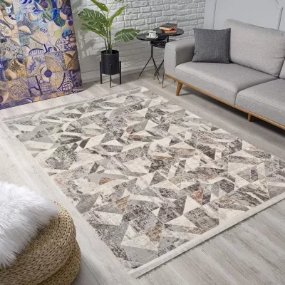 Téglalap alakú szőnyeg 160x220 cm STEFANO - szürke / arany