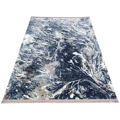 Téglalap alakú szőnyeg 80x150 cm STEFANO - szürke / kék