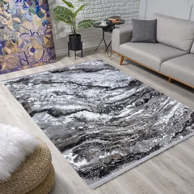 Téglalap alakú szőnyeg 160x220 cm STEFANO - szürke / fekete
