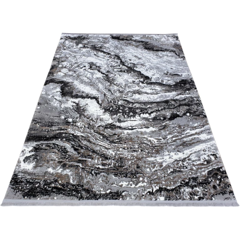 Téglalap alakú szőnyeg 80x150 cm STEFANO - szürke / fekete