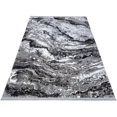 Téglalap alakú szőnyeg 80x150 cm STEFANO - szürke / fekete