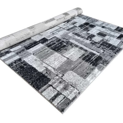 DEMIAN szőnyegdarab 200x290 cm patchwork mintával - szürke / fehér