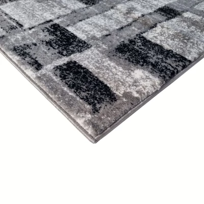 DEMIAN szőnyegdarab 200x290 cm patchwork mintával - szürke / fehér