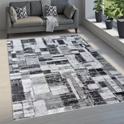 DEMIAN szőnyegdarab 200x290 cm patchwork mintával - szürke / fehér