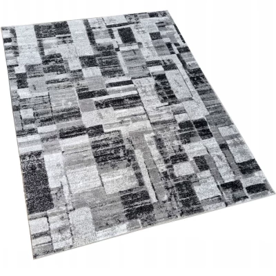 DEMIAN szőnyegdarab 200x290 cm patchwork mintával - szürke / fehér