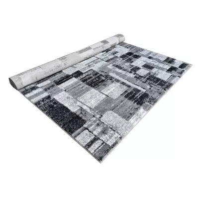 DEMIAN szőnyegdarab 180x260 cm patchwork mintával - szürke / fehér