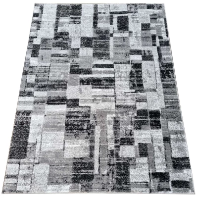 DEMIAN szőnyegdarab 160x220 cm patchwork mintával - szürke / fehér