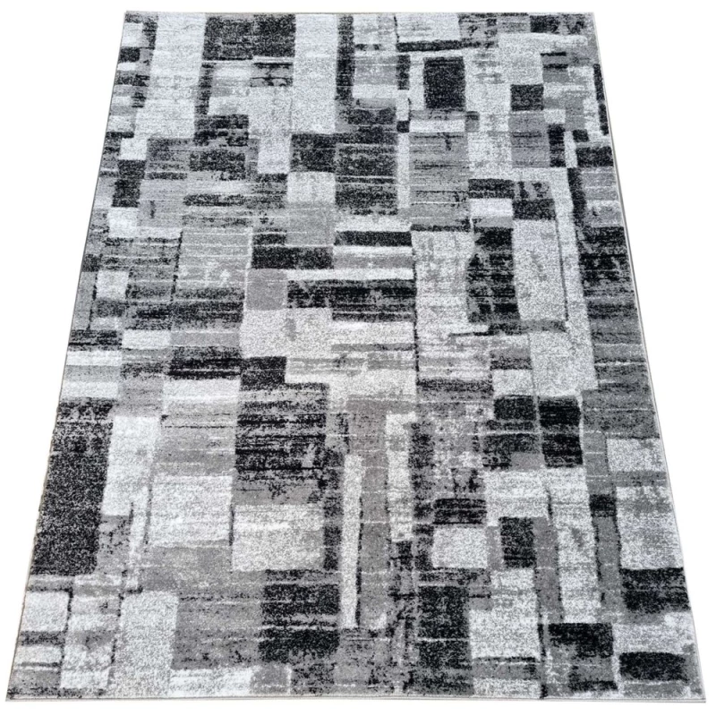 DEMIAN szőnyegdarab 160x220 cm patchwork mintával - szürke / fehér