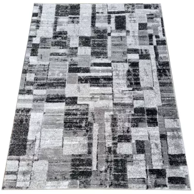 DEMIAN szőnyegdarab 160x220 cm patchwork mintával - szürke / fehér