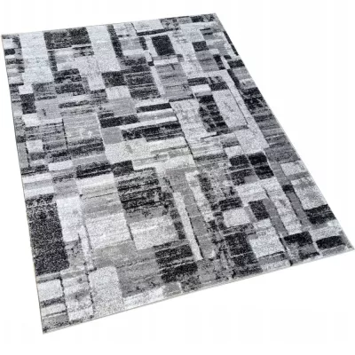 DEMIAN szőnyegdarab 160x220 cm patchwork mintával - szürke / fehér