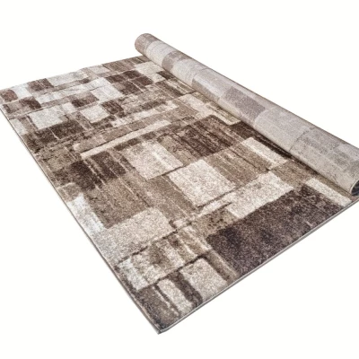 DEMIAN szőnyegdarab 80x150 cm patchwork mintával - barna / bézs