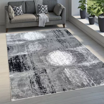 Absztrakt szőnyegdarab 200x290 cm DEMIAN - szürke / fehér / fekete