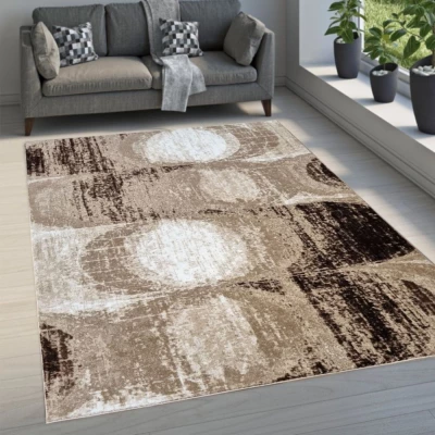 Absztrakt szőnyegdarab 200x290 cm DEMIAN - barna / fehér / fekete