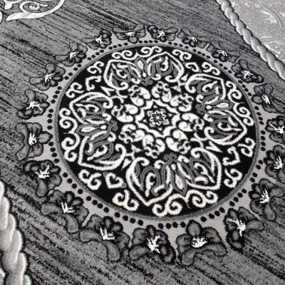 DEMIAN szőnyegdarab 200x290 cm díszekkel - szürke / fehér
