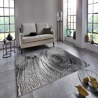 Absztrakt szőnyegdarab 140x190 cm DEMIAN - szürke / fehér