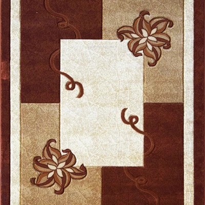 Modern darab ovális szőnyeg virágokkal 140x190 ARTESIA 3 - barna