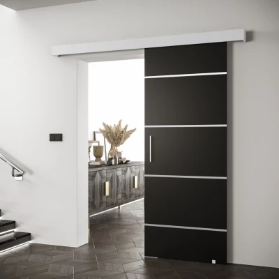 Tolóajtó ezüst fogantyúval SALOME 4 - 70 cm, fekete / fehér