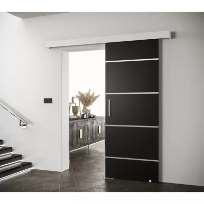 Tolóajtó ezüst fogantyúval SALOME 4 - 70 cm, fekete / fehér