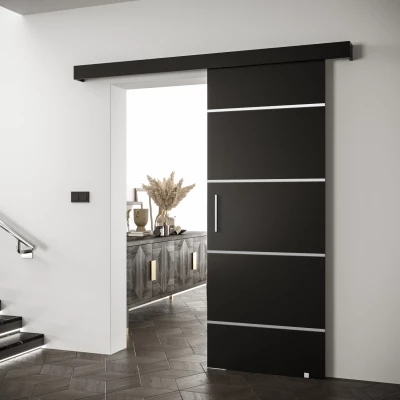 Tolóajtó ezüst fogantyúval SALOME 4 - 70 cm, fekete