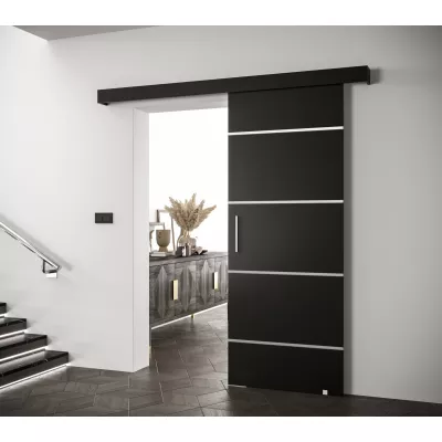 Tolóajtó ezüst fogantyúval SALOME 4 - 70 cm, fekete
