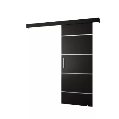 Tolóajtó ezüst fogantyúval SALOME 4 - 70 cm, fekete