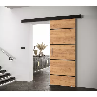 Tolóajtó fekete fogantyúval SALOME 4 - 70 cm, artisan tölgyfa arany / fekete
