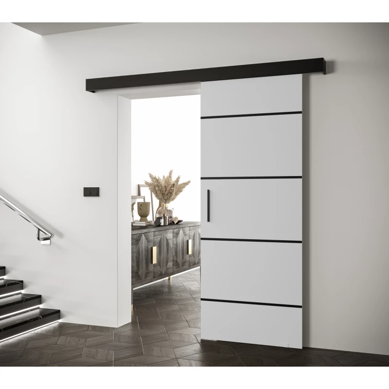 Tolóajtó fekete fogantyúval SALOME 4 - 70 cm, fehér / fekete