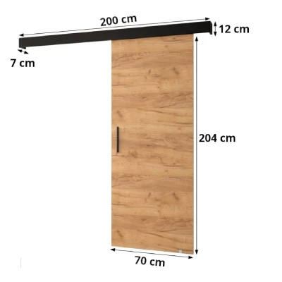 Tolóajtó fekete fogantyúval SALOME 11 - 70 cm, artisan tölgyfa arany / fekete