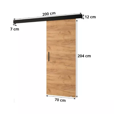 Tolóajtó fekete fogantyúval SALOME 11 - 70 cm, artisan tölgyfa arany / fekete