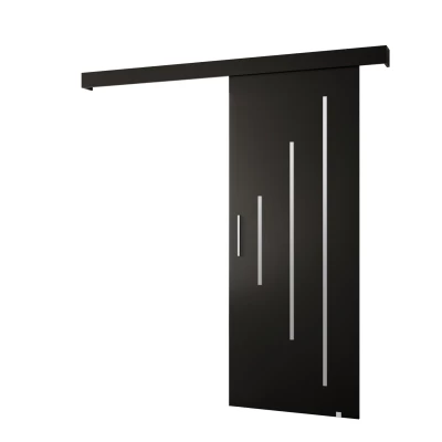 Tolóajtó ezüst fogantyúval SALOME 11 - 80 cm, fekete