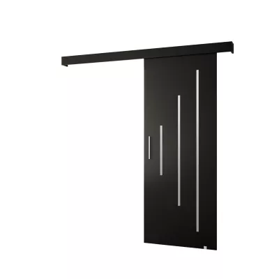Tolóajtó ezüst fogantyúval SALOME 11 - 80 cm, fekete
