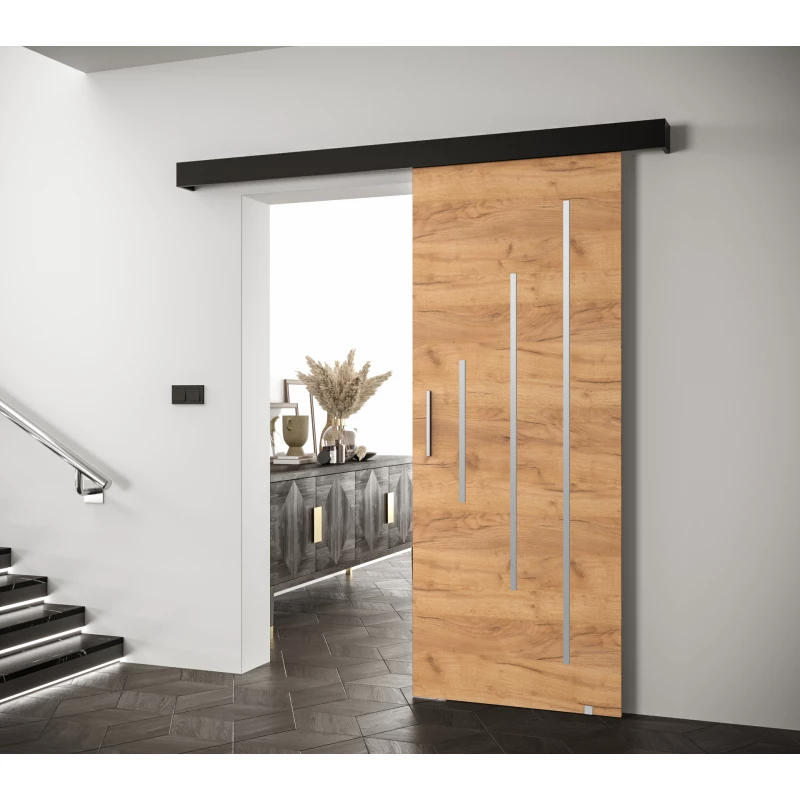Tolóajtó ezüst fogantyúval SALOME 11 - 80 cm, artisan tölgyfa arany / fekete