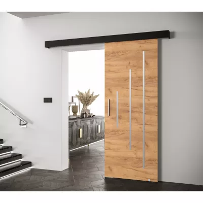 Tolóajtó ezüst fogantyúval SALOME 11 - 80 cm, artisan tölgyfa arany / fekete