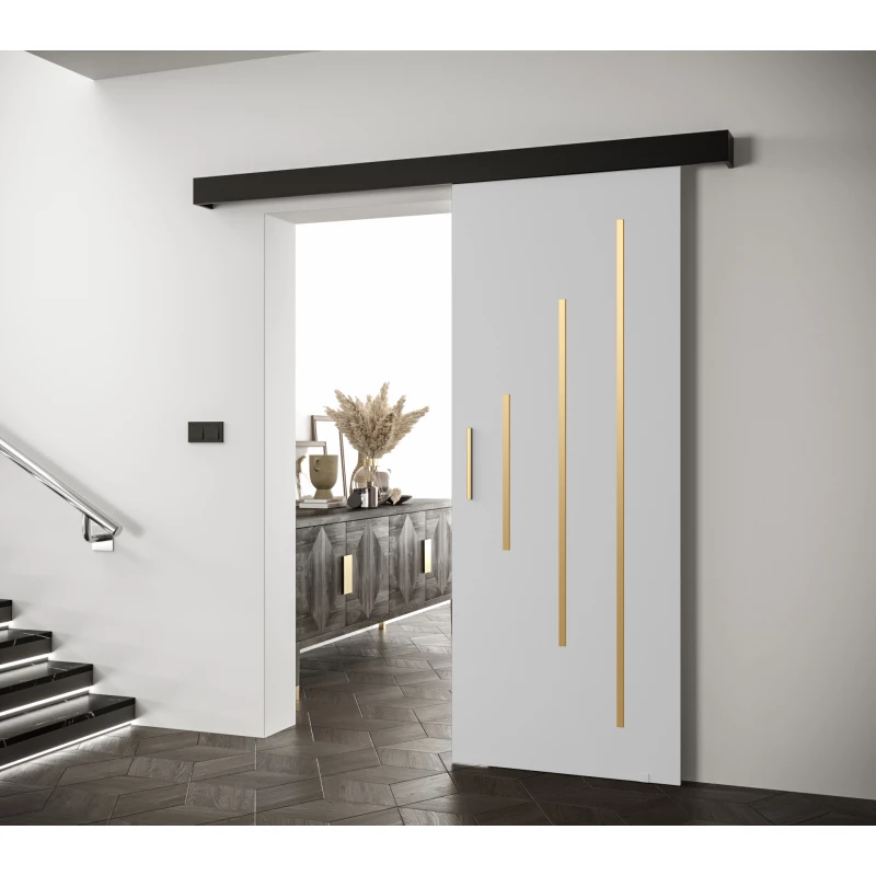 Tolóajtó arany fogantyúval SALOME 11 - 80 cm, fehér / fekete