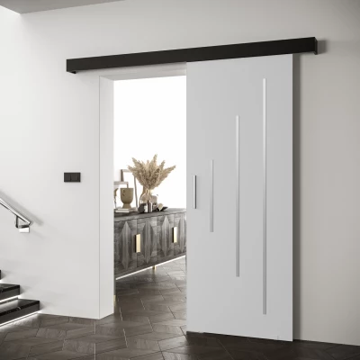 Tolóajtó ezüst fogantyúval SALOME 11 - 80 cm, fehér / fekete