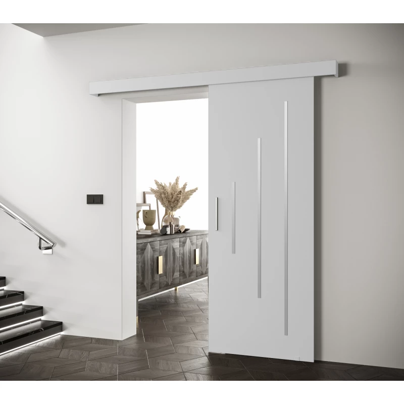 Tolóajtó ezüst fogantyúval SALOME 11 - 80 cm, fehér