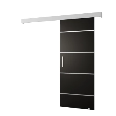 Tolóajtó ezüst fogantyúval SALOME 4 - 80 cm, fekete / fehér