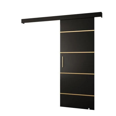 Tolóajtó arany fogantyúval SALOME 4 - 80 cm, fekete
