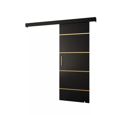 Tolóajtó arany fogantyúval SALOME 4 - 80 cm, fekete