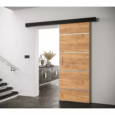 Tolóajtó ezüst fogantyúval SALOME 4 - 80 cm, artisan tölgyfa arany / fekete